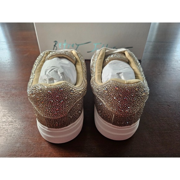 Betsey Johnson SB-Sidny Gold Rhinestone Sneakers Size 8.5 Extra Rhinestones - Picture 4 of 14